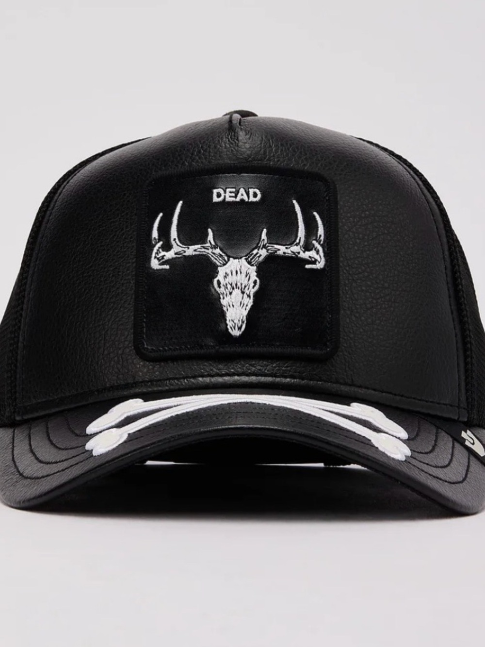Goorin Bros. LEATHER "BONES" Trucker Hat. Mesh SnapBack. NWT.